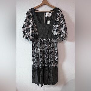 Black and White Floral Midi Dress